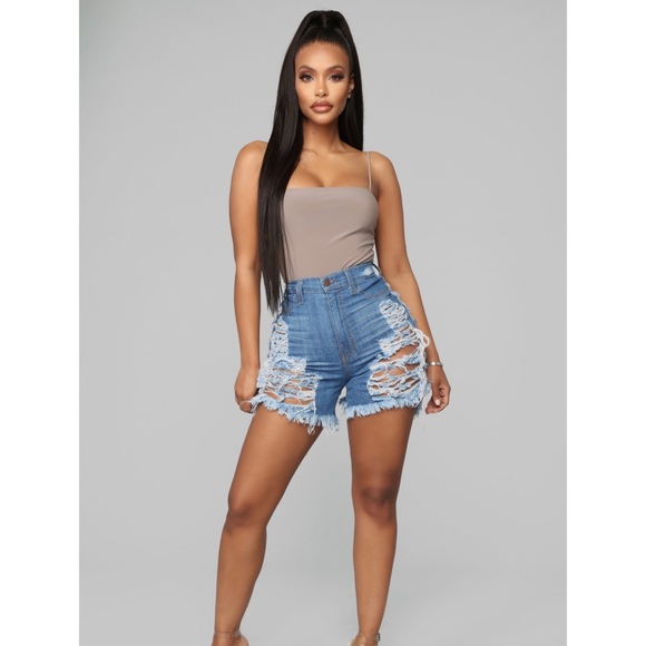 Fashion Nova Yes Now Distressed Bermuda Shorts - Picture 3 of 5